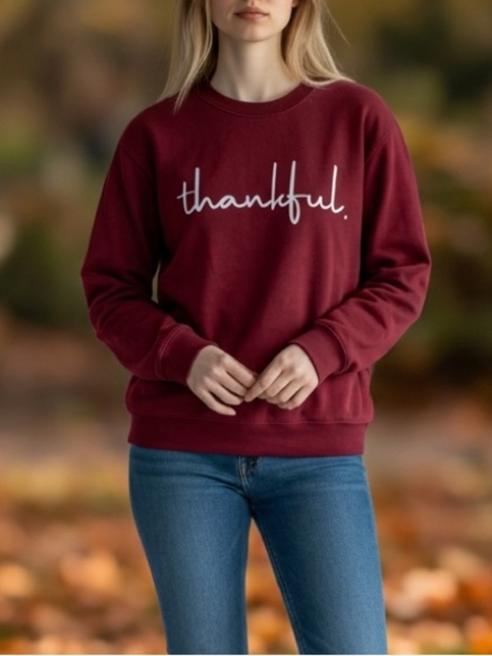 Red Thankful oversized Sweatshirt